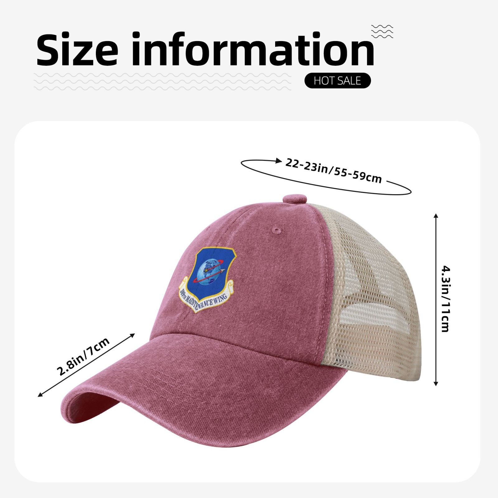 309th Maintenance Wing Printed unisex baseball cap adjustable grid baseball cap veteran gift