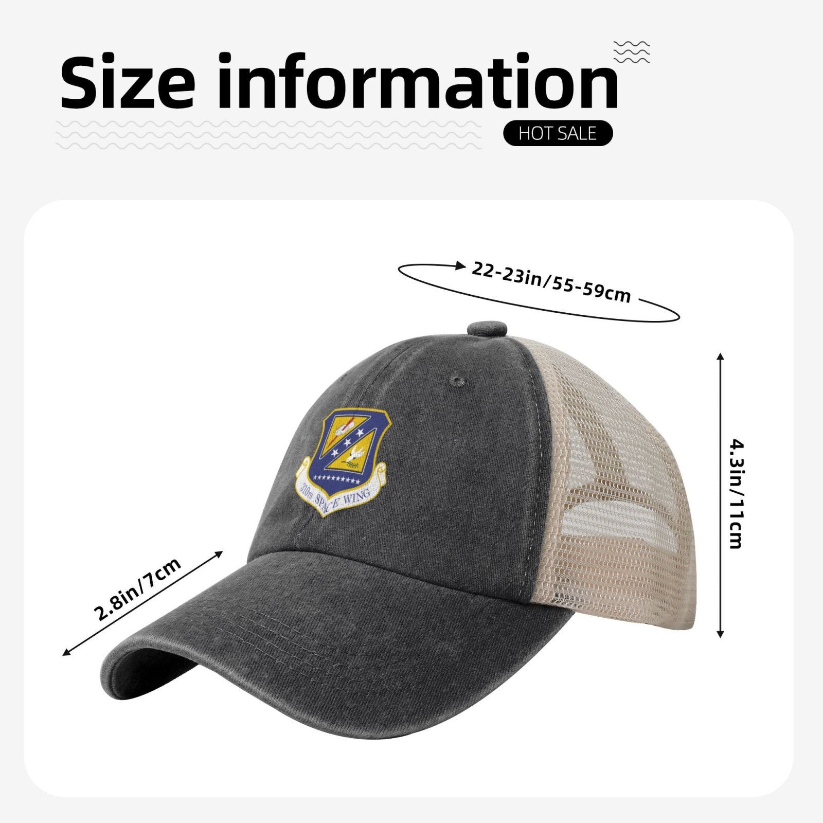 310th Space Wing Printed unisex baseball cap adjustable grid baseball cap veteran gift