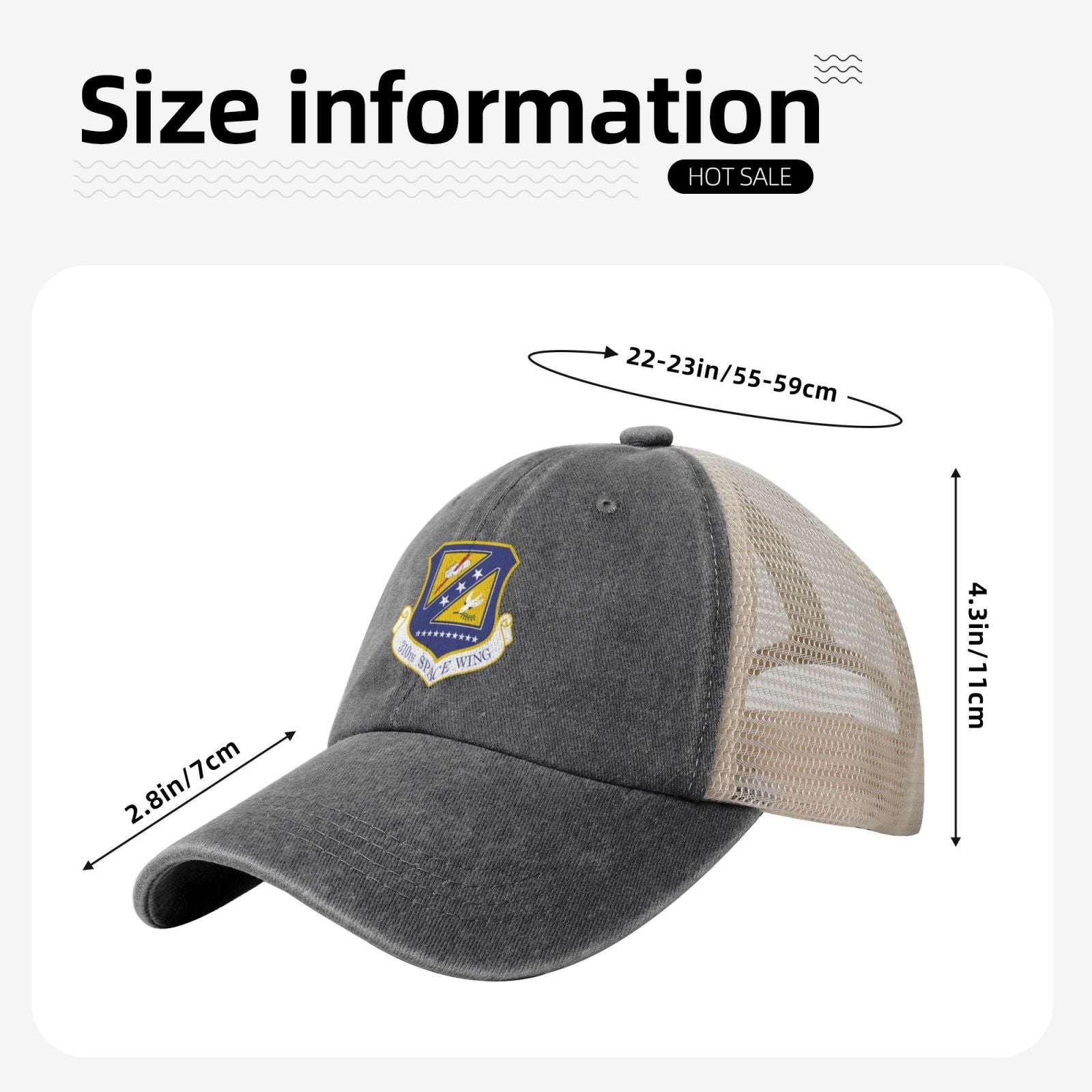 310th Space Wing Printed unisex baseball cap adjustable grid baseball cap veteran gift