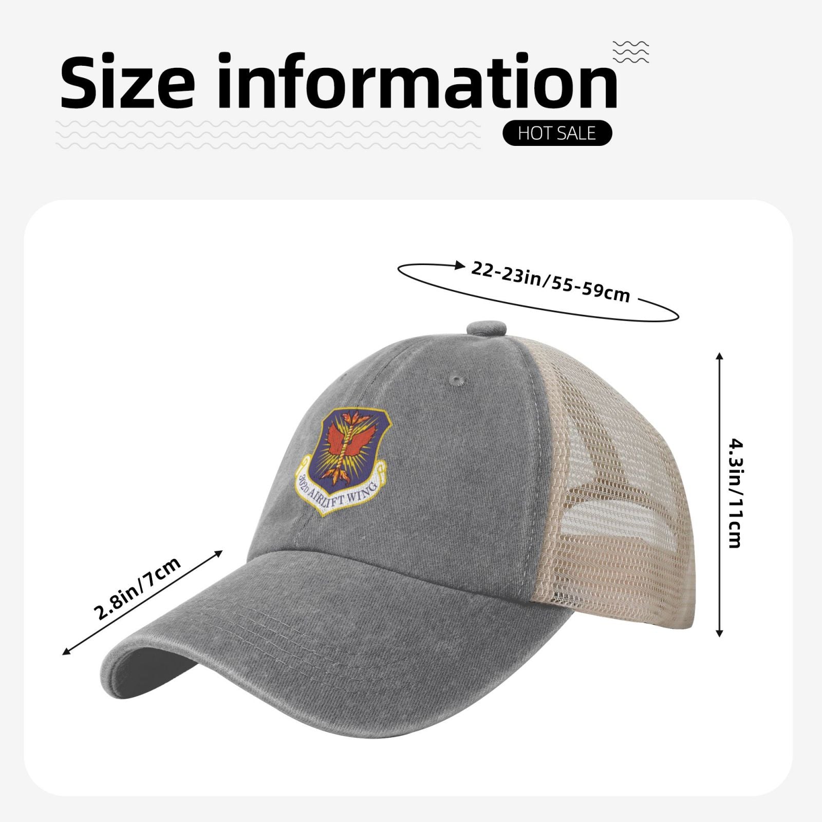 302d Airlift Wing Printed unisex baseball cap adjustable grid baseball cap veteran gift
