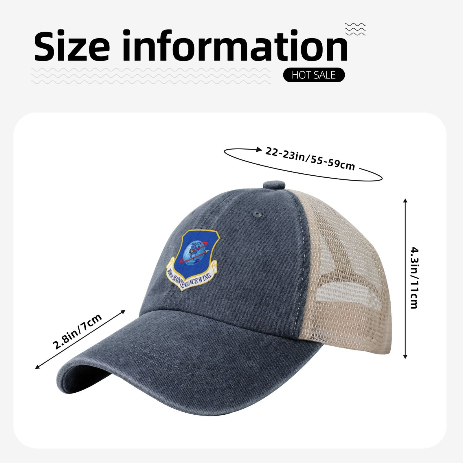 309th Maintenance Wing Printed unisex baseball cap adjustable grid baseball cap veteran gift
