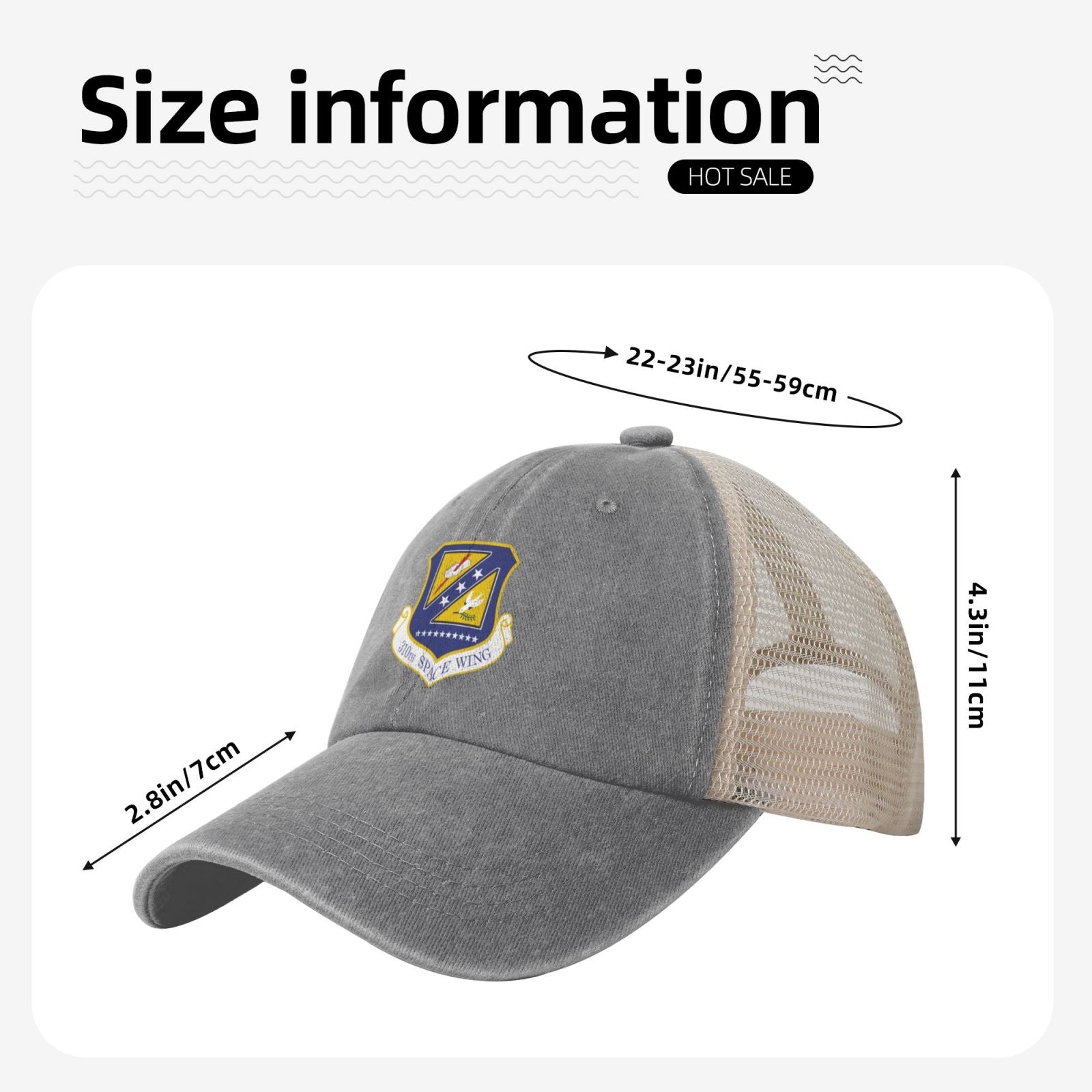 310th Space Wing Printed unisex baseball cap adjustable grid baseball cap veteran gift