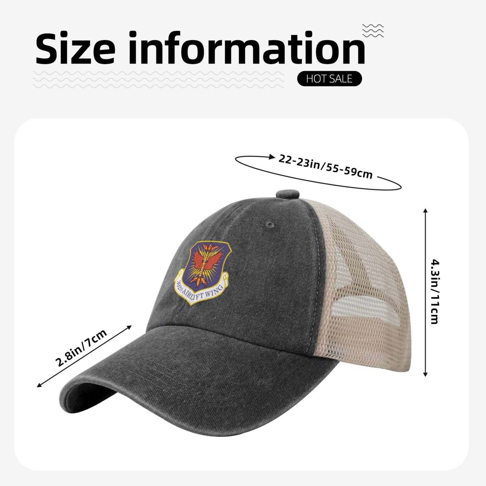 302d Airlift Wing Printed unisex baseball cap adjustable grid baseball cap veteran gift