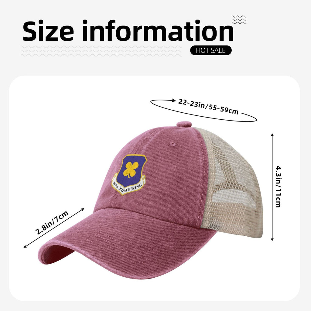 307th Bomb Wing Patch 2011 Printed unisex baseball cap adjustable grid baseball cap veteran gift